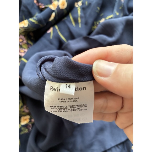 Reformation Nikita corset dress Women's Sz 14 Midi Navy Blue Floral Boho Cottage - Picture 7 of 12